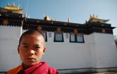 monk in front of temple