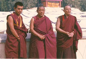 H.E. Dzogchen Rinpoche with Geshe Lobsang Gyatso and Khenpo Rahor Thupten